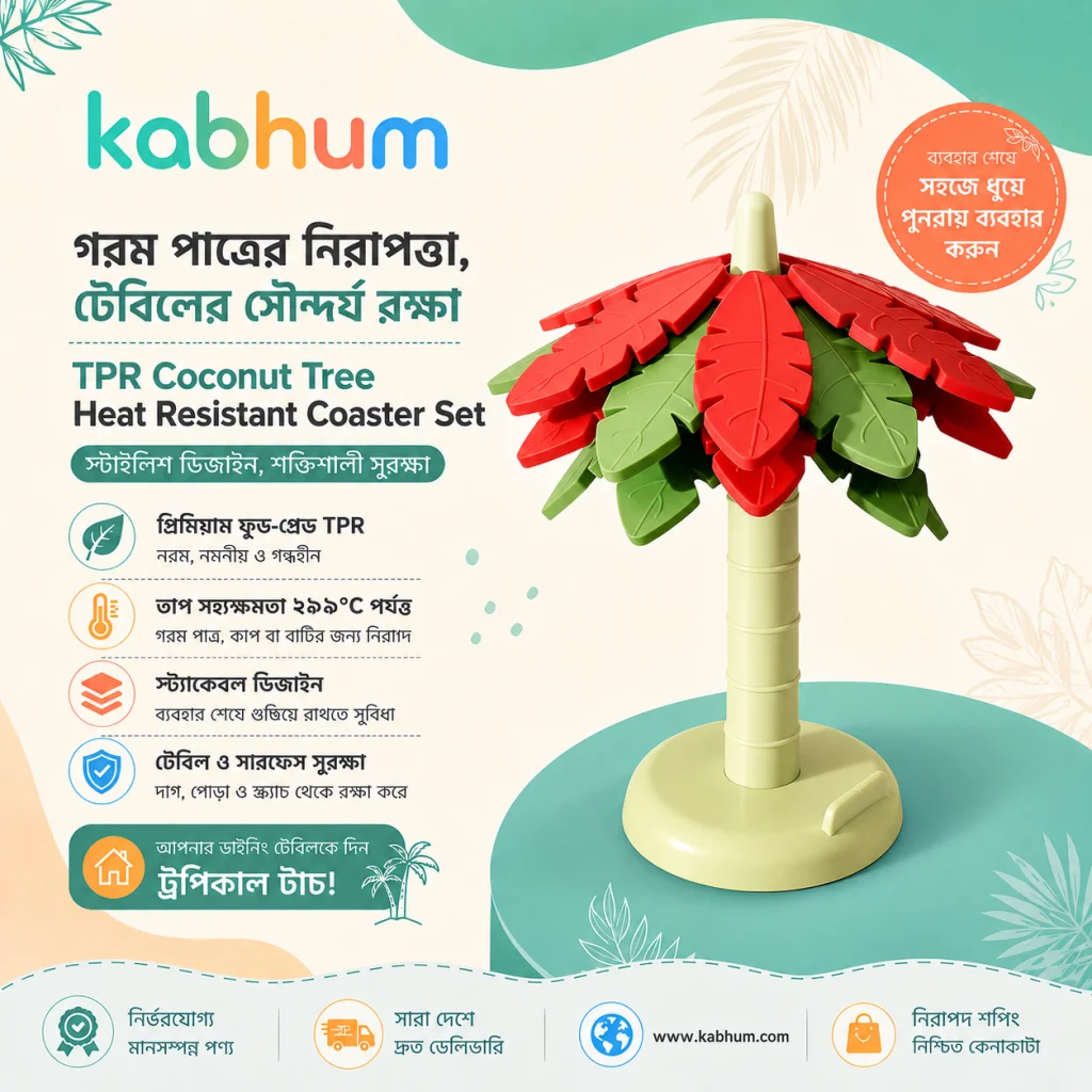 TPR Coconut Tree Heat Resistant Coaster Set